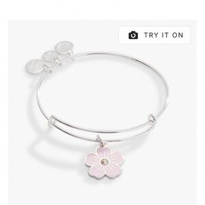 Alex and Ani Pink Pansy Crystal Charm Bracelet